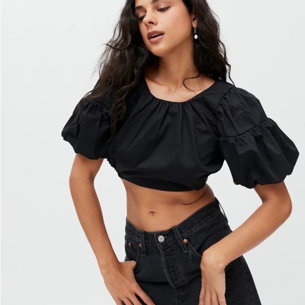 NWT For Love and Lemons Joanna crop top black